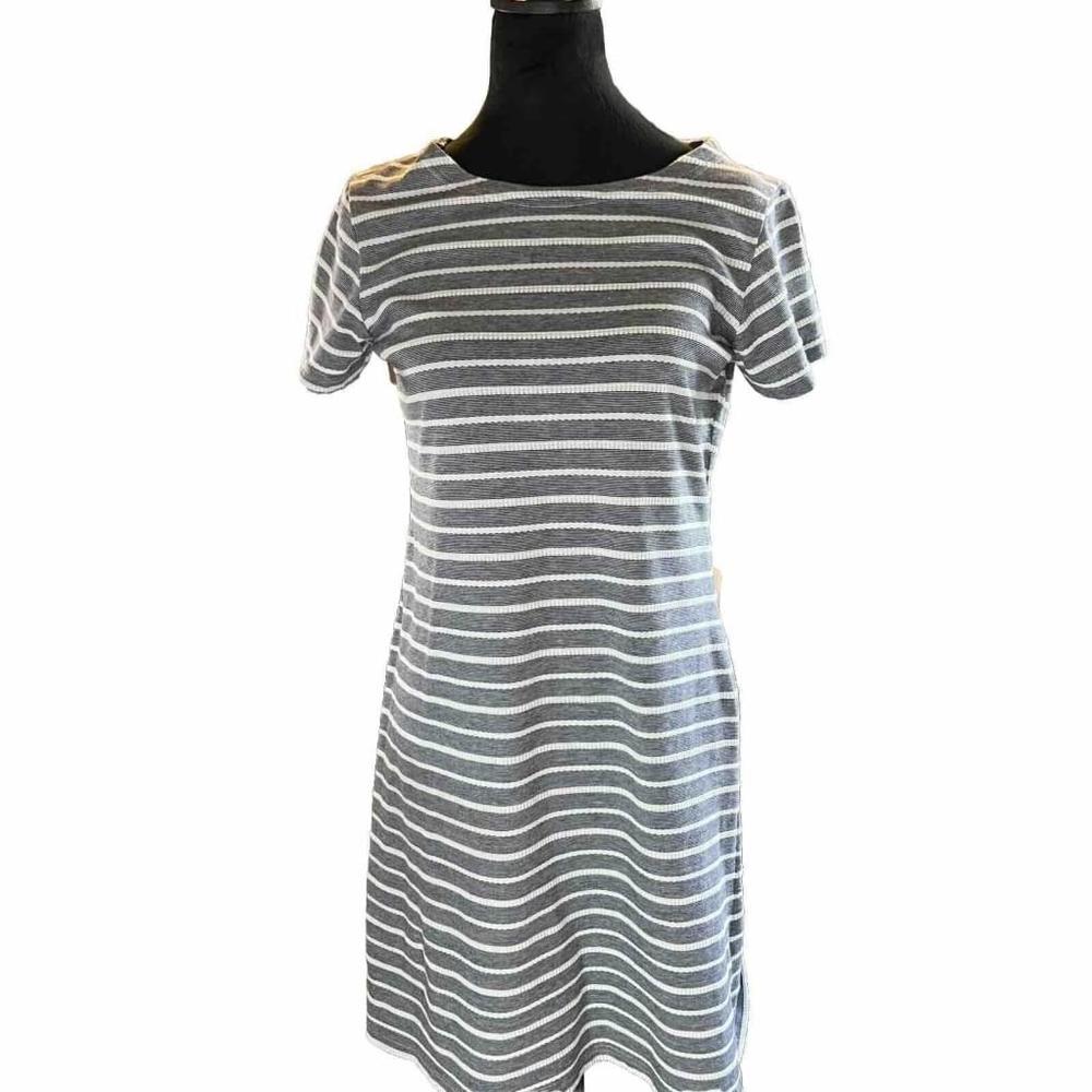 Sail To Sable Blue Striped Dress. Light And Comfy . Gold Zipper, Nautical‎
